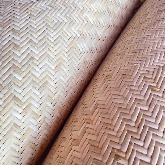 Tejido de Ratán Natural en Espiga con Piel – Por Metros Decoración