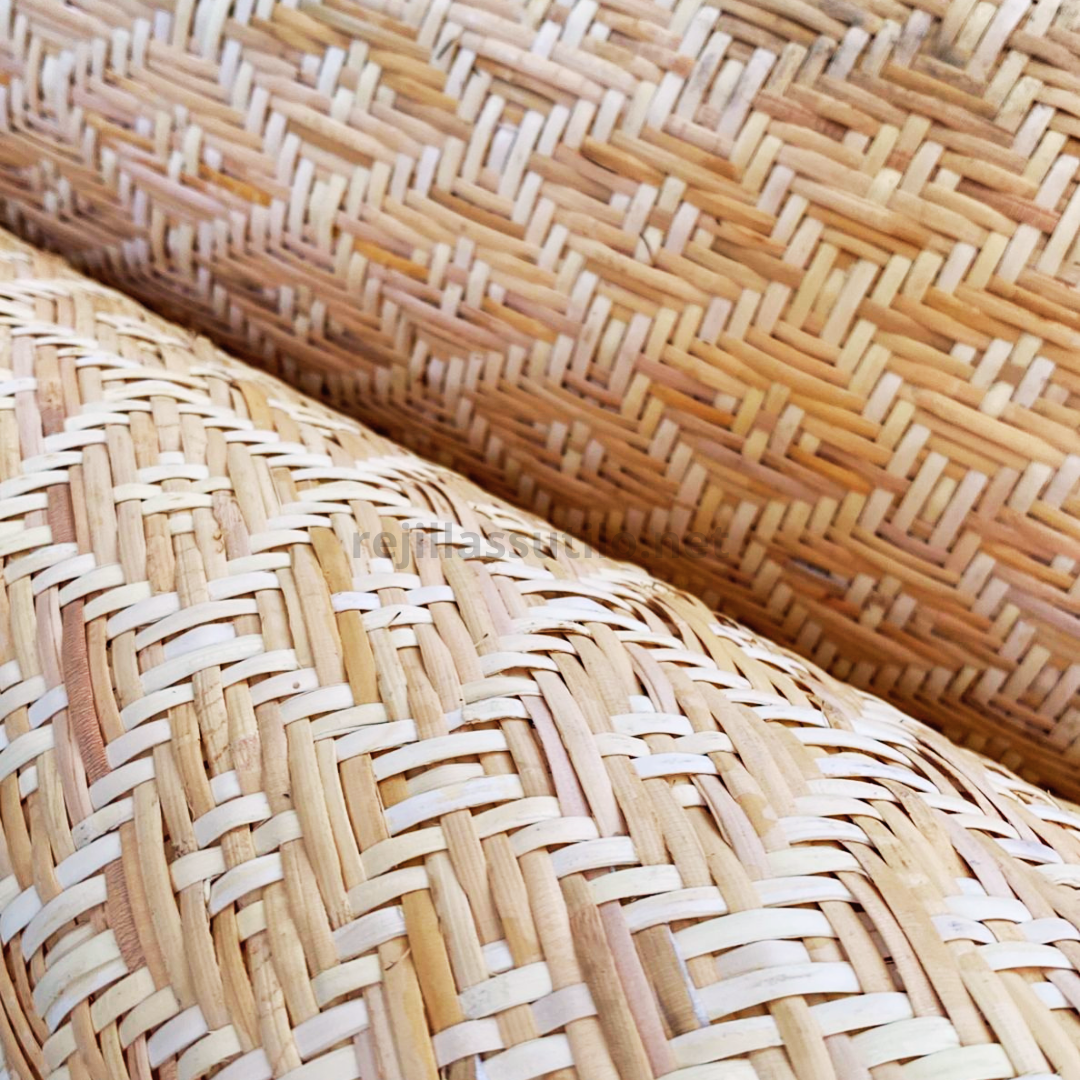 Tissu en Rotin Naturel Motif Diamant avec Écorce