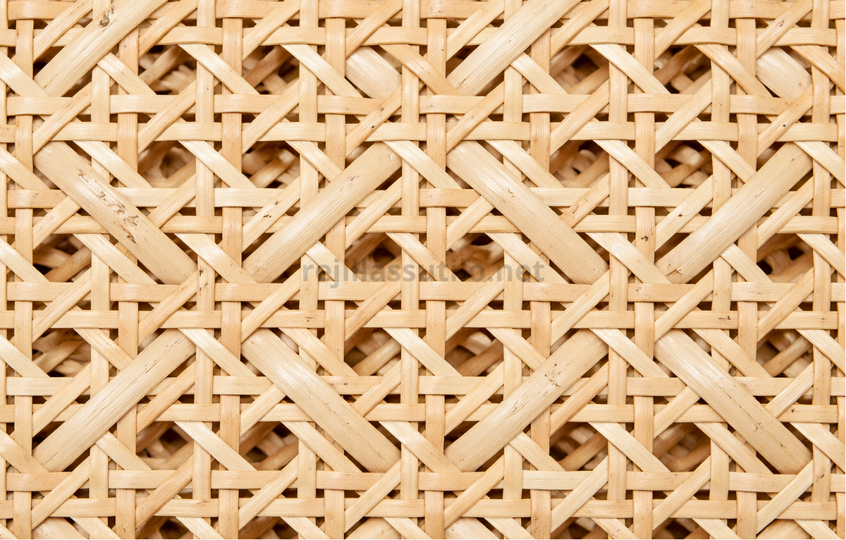 Tissu en Rotin Naturel à Losanges Quadrillés avec Écorce